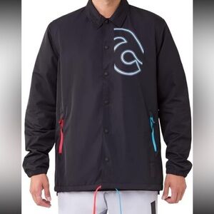 NWT 🆕✅ ASICS Tiger Coaches Jacket XL Black Snap Front Streetwear $160 MSRP
